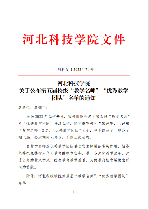 kok官网首页关于公布第五届校级“教学名师”、“优秀教学团队”名单的通知